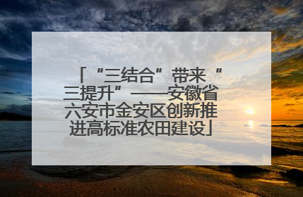 “三结合”带来“三提升”——安徽省六安市金安区创新推进高标准农田建设