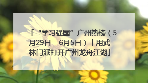 “学习强国”广州热榜（5月29日—6月5日）丨用武林门派打开广州龙舟江湖