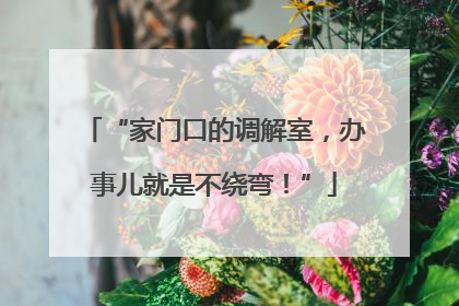 “家门口的调解室，办事儿就是不绕弯！”