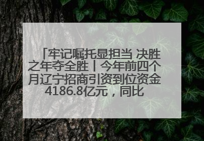 牢记嘱托显担当 决胜之年夺全胜丨今年前四个月辽宁招商引资到位资金4186.8亿元，同比增长17.4%
