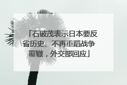 石破茂表示日本要反省历史、不再重蹈战争覆辙，外交部回应