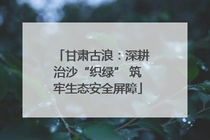甘肃古浪：深耕治沙“织绿” 筑牢生态安全屏障