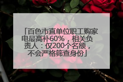 百色市直单位职工购家电最高补60％，相关负责人：仅200个名额，不会严格筛查身份