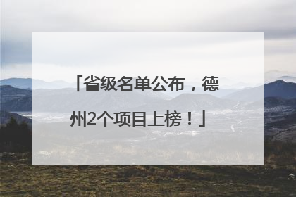 省级名单公布，德州2个项目上榜！