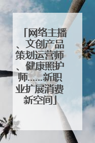 网络主播、文创产品策划运营师、健康照护师……新职业扩展消费新空间