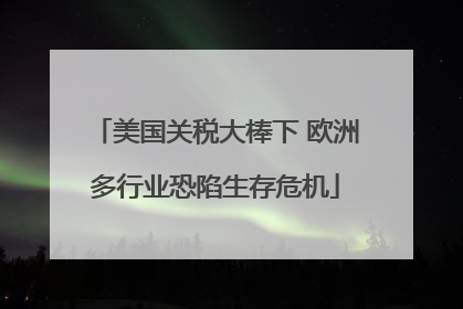 美国关税大棒下 欧洲多行业恐陷生存危机