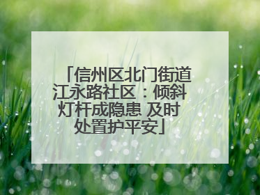 信州区北门街道江永路社区：倾斜灯杆成隐患 及时处置护平安