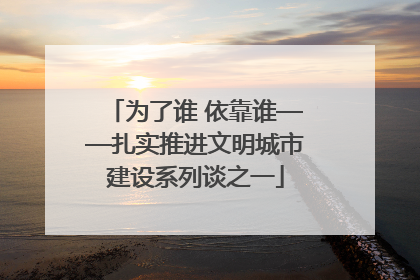 为了谁 依靠谁——扎实推进文明城市建设系列谈之一
