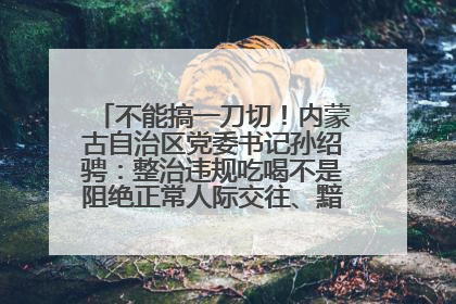 不能搞一刀切！内蒙古自治区党委书记孙绍骋：整治违规吃喝不是阻绝正常人际交往、黯淡人间烟火