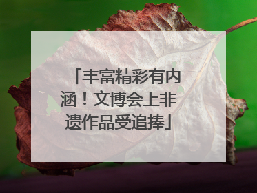丰富精彩有内涵！文博会上非遗作品受追捧