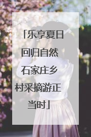 乐享夏日 回归自然 石家庄乡村采摘游正当时
