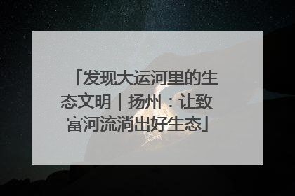 发现大运河里的生态文明｜扬州：让致富河流淌出好生态