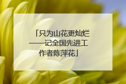 只为山花更灿烂——记全国先进工作者陈萍花