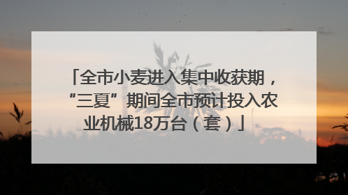 全市小麦进入集中收获期，“三夏”期间全市预计投入农业机械18万台（套）
