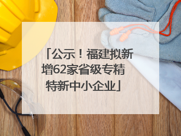 公示！福建拟新增62家省级专精特新中小企业