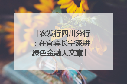 农发行四川分行：在宜宾长宁深耕绿色金融大文章