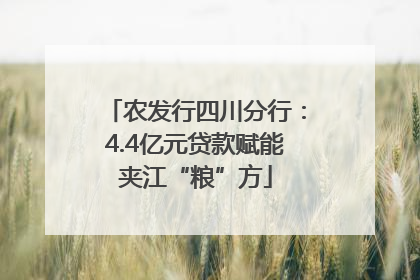 农发行四川分行：4.4亿元贷款赋能夹江“粮”方