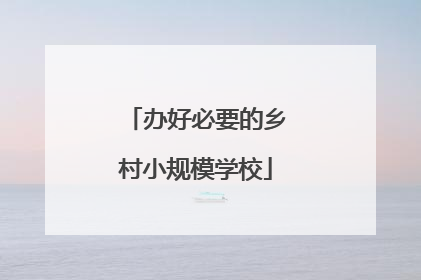 办好必要的乡村小规模学校