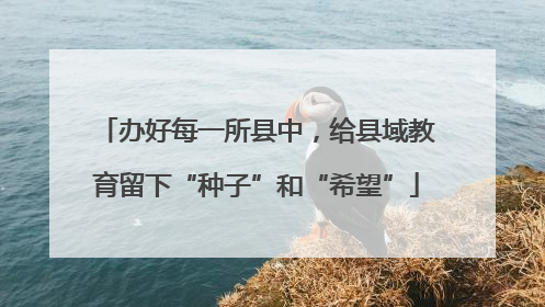 办好每一所县中，给县域教育留下“种子”和“希望”