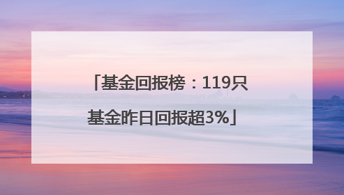 基金回报榜：119只基金昨日回报超3%