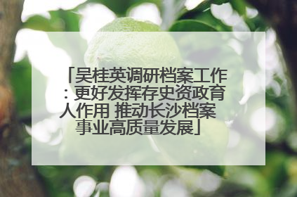 吴桂英调研档案工作：更好发挥存史资政育人作用 推动长沙档案事业高质量发展
