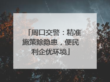 周口交警：精准施策除隐患，便民利企优环境