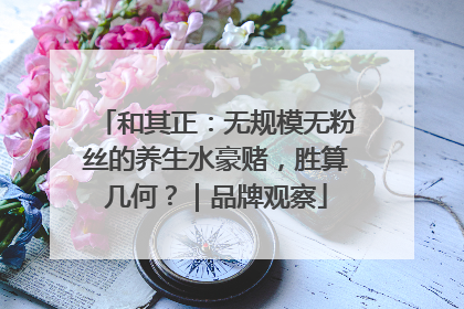 和其正：无规模无粉丝的养生水豪赌，胜算几何？｜品牌观察