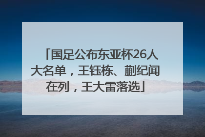 国足公布东亚杯26人大名单，王钰栋、蒯纪闻在列，王大雷落选