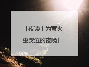 夜读丨为萤火虫哭泣的夜晚
