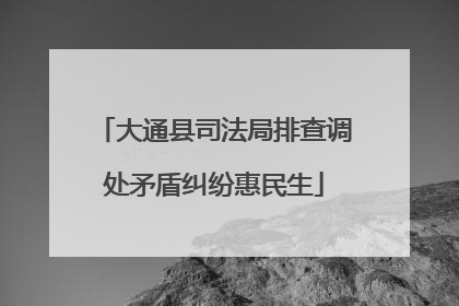大通县司法局排查调处矛盾纠纷惠民生