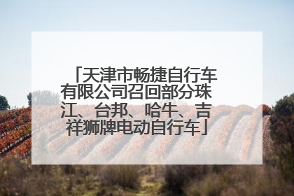 天津市畅捷自行车有限公司召回部分珠江、台邦、哈牛、吉祥狮牌电动自行车