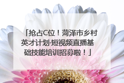 抢占C位！菏泽市乡村英才计划·短视频直播基础技能培训招募啦！