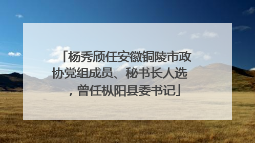 杨秀颀任安徽铜陵市政协党组成员、秘书长人选，曾任枞阳县委书记