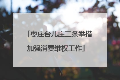 枣庄台儿庄三条举措加强消费维权工作