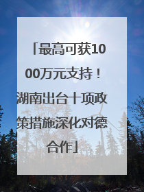 最高可获1000万元支持！湖南出台十项政策措施深化对德合作