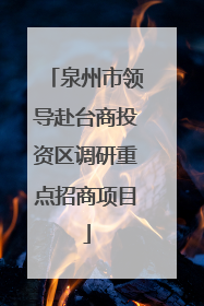泉州市领导赴台商投资区调研重点招商项目