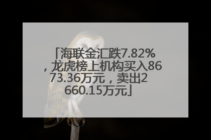 海联金汇跌7.82%，龙虎榜上机构买入8673.36万元，卖出2660.15万元