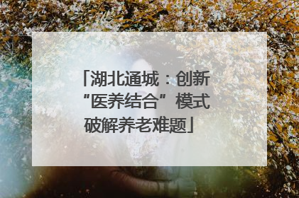 湖北通城：创新 “医养结合”模式 破解养老难题