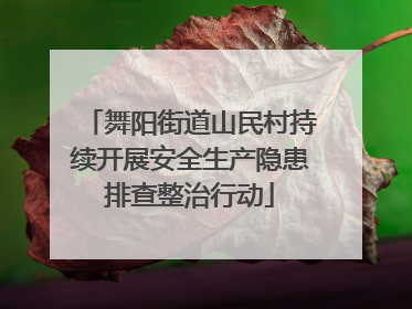 舞阳街道山民村持续开展安全生产隐患排查整治行动