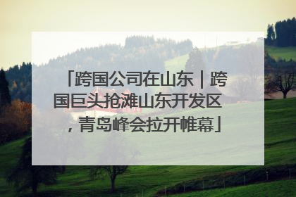 跨国公司在山东｜跨国巨头抢滩山东开发区，青岛峰会拉开帷幕