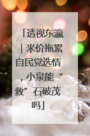 透视东瀛｜米价拖累自民党选情，小泉能“救”石破茂吗
