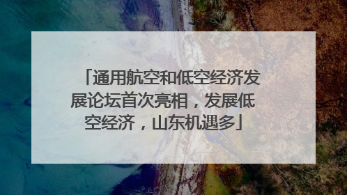 通用航空和低空经济发展论坛首次亮相，发展低空经济，山东机遇多