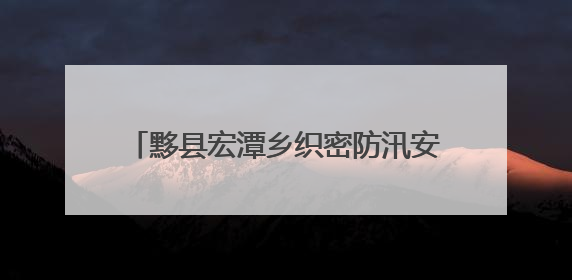 黟县宏潭乡织密防汛安全网 打好防汛主动仗