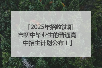 2025年招收沈阳市初中毕业生的普通高中招生计划公布！