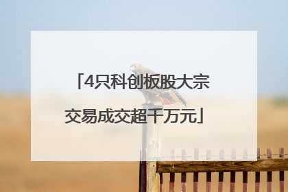 4只科创板股大宗交易成交超千万元